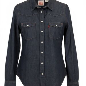 Levi's Classic Fit Dark Rinse Denim Western Snap Shirt
